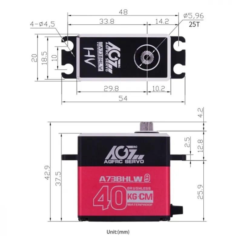 AGF-RC A73BHLWA73BHLW Vollmetall Brushless Servo 40kg