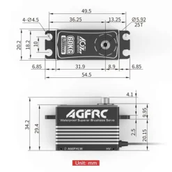 AGF-RC A66FHLWA66FHLW Premium HV Brushless Low Profile Servo Alugehäuse 60kg / 0,1 sek bei 8,4V