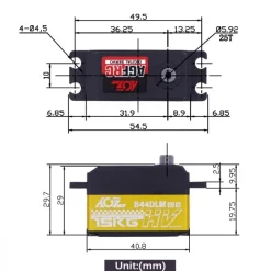 AGF-RC B44DLMV2B44DLM V2 Low Profile HV Servo - 15kg bei 8,4V 0,17sec/60°