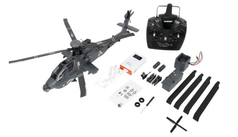 AMEWI 25369Apache AH-64D CP Helikopter 6G/3D RTF grau 1:32