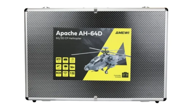 AMEWI 25369Apache AH-64D CP Helikopter 6G/3D RTF grau 1:32