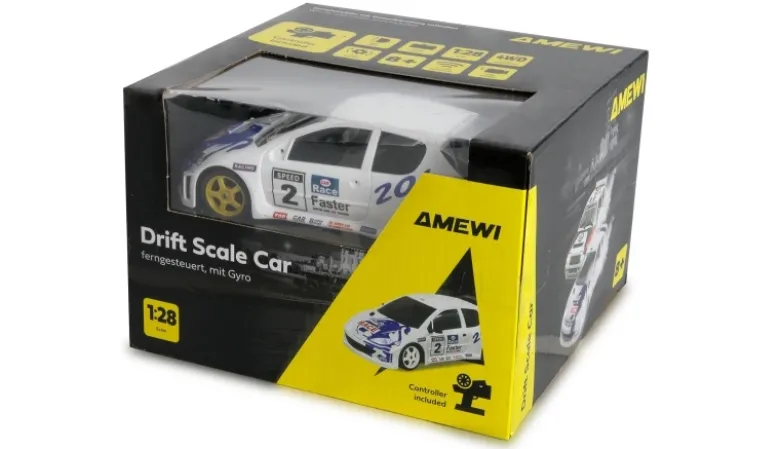AMEWI 21139Drift Scale Car PR28 206 mit Gyro 4WD 1:28 RTR