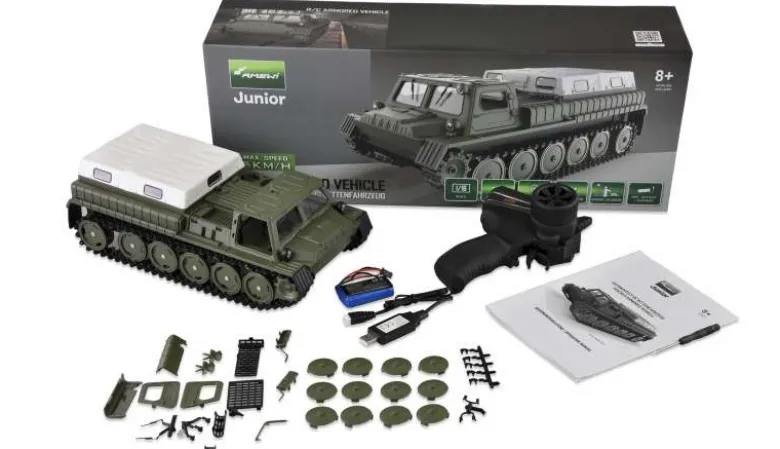 AMEWI 22617Gepanzertes RC Kettenfahrzeug 1:16 RTR olivgrün/weiß