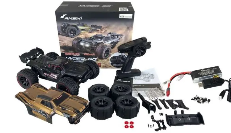 AMEWI 22659Hyper Go 4WD Truggy brushless 1:14 RTR, schwarz V2 Version mit verbesserten Kardanwellen hinten