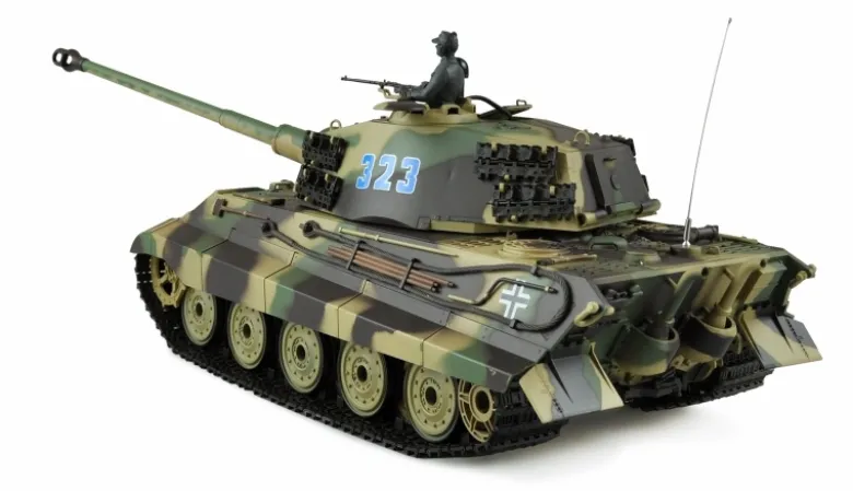 AMEWI 23072Königstiger mit Henschelturm 1:16 Panzer Standard Line IR/BB mit Echtholzkiste, Infrarot Kampfmodul
