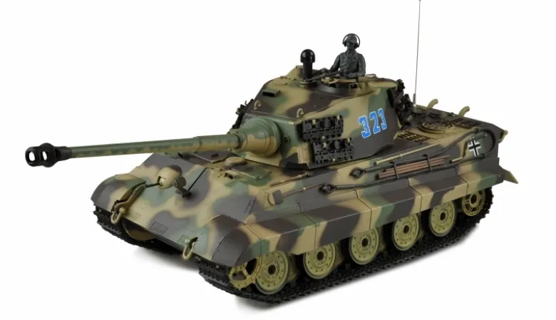 AMEWI 23072Königstiger mit Henschelturm 1:16 Panzer Standard Line IR/BB mit Echtholzkiste, Infrarot Kampfmodul