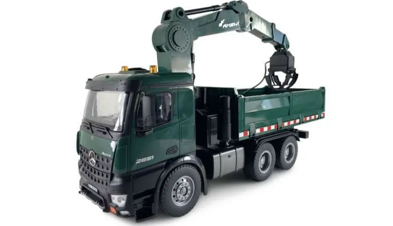 AMEWI 22568Mercedes-Benz Arocs Lizenz Kranwagen mit Kipper RTR grün