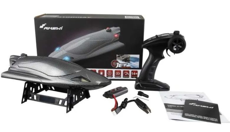 AMEWI 26108Stingray Speedboot mit Jetantrieb 335mm Carbon-Optik RTR