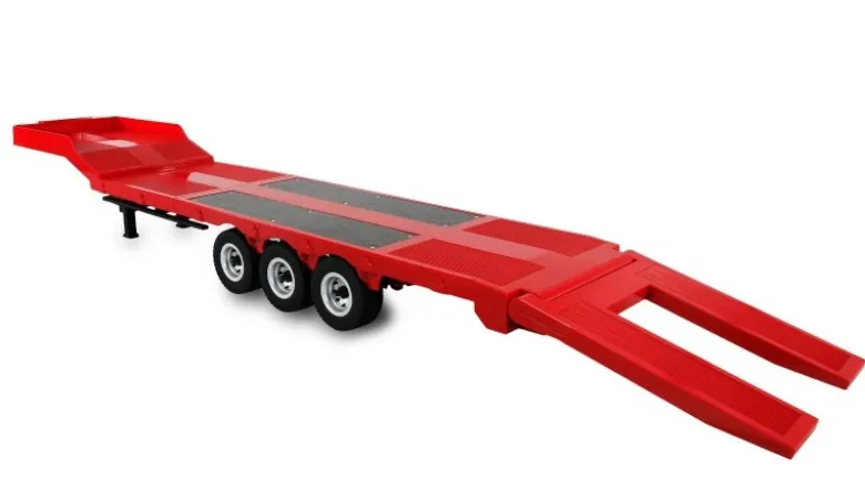 AMEWI 22742Tieflader-Sattelauflieger Dreiachser für Scania 1:18 rot Zubehör für AM22717