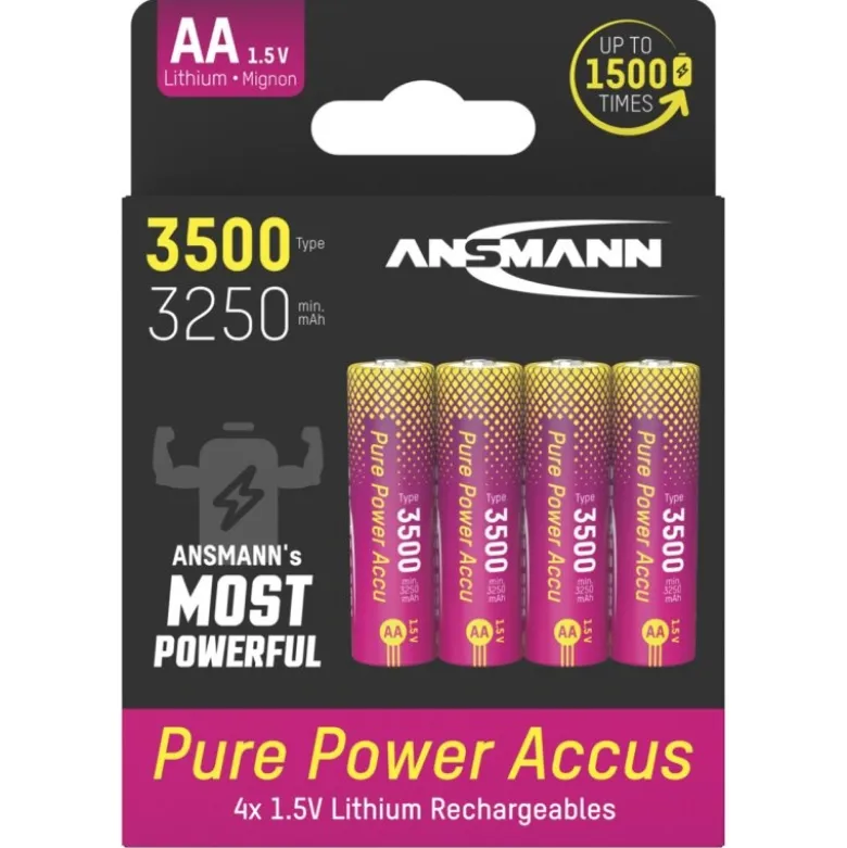Ansmann 152123Pure Power 3500mAh Li-Ion Akku Mignon AA, 4er Blister