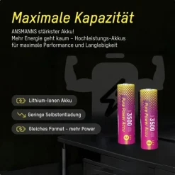 Ansmann 152123Pure Power 3500mAh Li-Ion Akku Mignon AA, 4er Blister