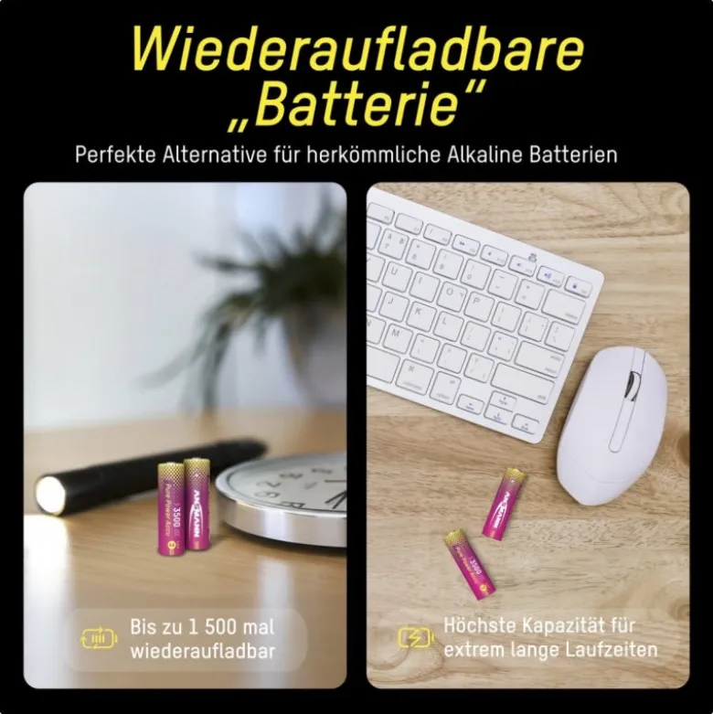 Ansmann 152123Pure Power 3500mAh Li-Ion Akku Mignon AA, 4er Blister