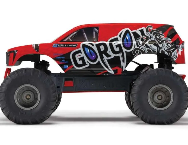 ARRMA ARA3230ST2GORGON 4X2 MEGA 550 Brushed Monster Truck RTR 1:10 rot mit Spektrum S120 USB-C Smart Lader und 8,4V 3300mAh Akku