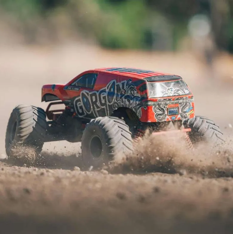 ARRMA ARA3230ST2GORGON 4X2 MEGA 550 Brushed Monster Truck RTR 1:10 rot mit Spektrum S120 USB-C Smart Lader und 8,4V 3300mAh Akku