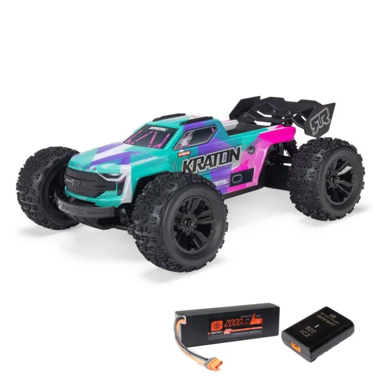 ARRMA ARA2508ST2Mini KRATON 3S BLX 4X4 1/16 Speedmonster Truck RTR teal/pink inkl. 3S 11,1V 2000mAh Spektrum Smart G2 LiPo und Ladegerät