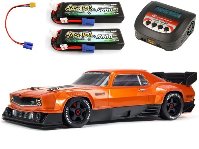 ARRMA ARA7617V2T2SET2FELONY 6S BLX Street Bash 1/7 RTR Muscle orange 6S Spar-Set inkl. 2x3S 5000mAh LiPo Akku, 6A Ladegerät & Ladekabel