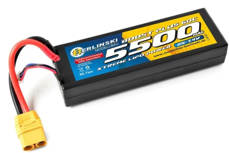 Berlinski by Corally C-49125-XT-PLBOOST LiPo Akku 2S 5500mAh 60C 7,4V Hardcase XT90