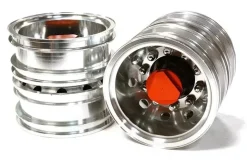 Berlinski Tuning C26594REDCNC Alu Felgen hinten für Doppelbereifung Tamiya 1/14 Truck rot