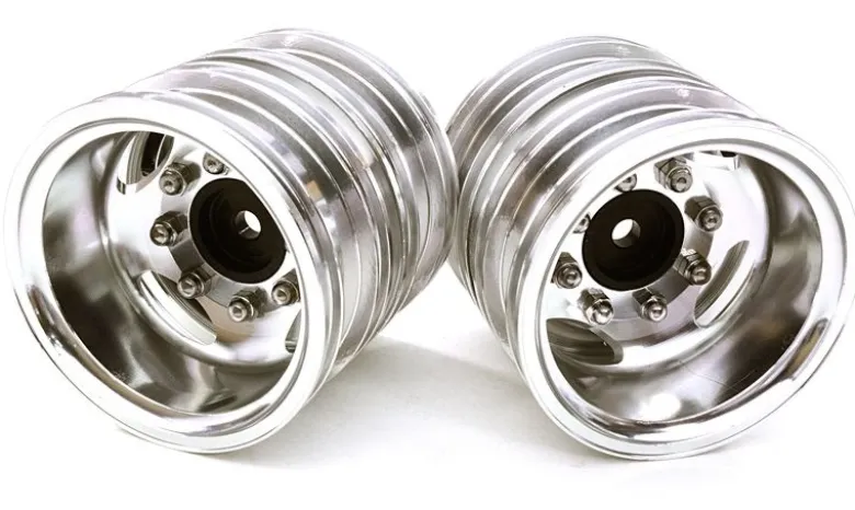 Berlinski Tuning C26923SILVERCNC Alu T7 Felgen hinten für Zwillingsbereifung 1/14 Truck