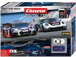 Carrera 20030040Digital 132 Startpackung Race for Gold 9,7m Streckenlänge Wireless 2.0, App Connect, Porsche 911 GT3R, Audi R8 LMS GT3