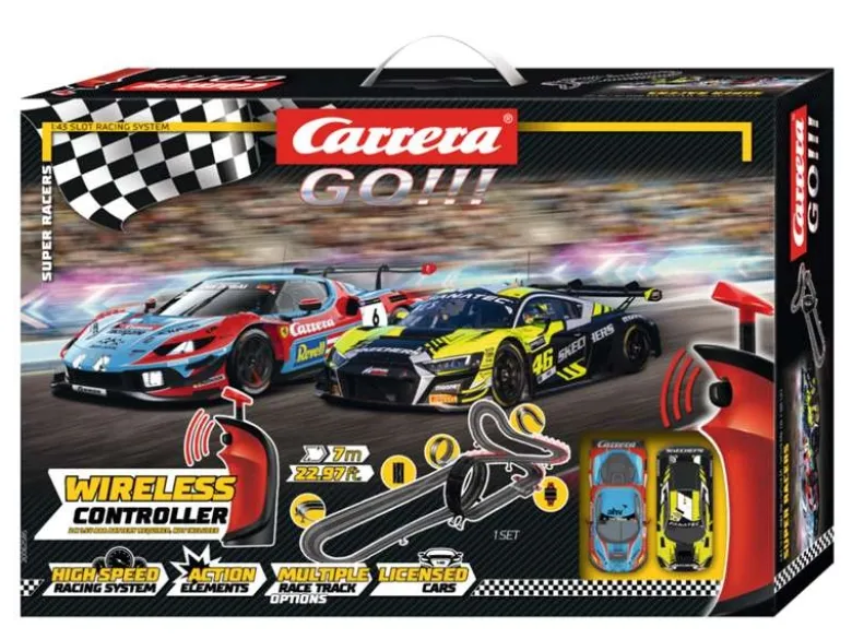 Carrera 20062585GO!!! Super Racers - Startpackung 7,0m Streckenlänge Wireless mit Ferrari 296 GT3 und Audi R8 LMS GT3 evo II