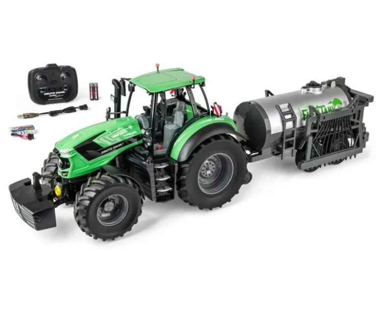 Carson 500907706Deutz-Traktor 8280TTV mit Fassanhänger 1:16 100% RTR