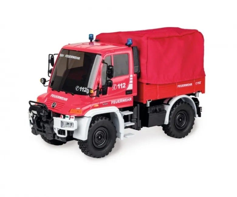 Carson 500907721MB Unimog U300 Feuerwehr-Look 1:12, 2.4GHz 100% RTR
