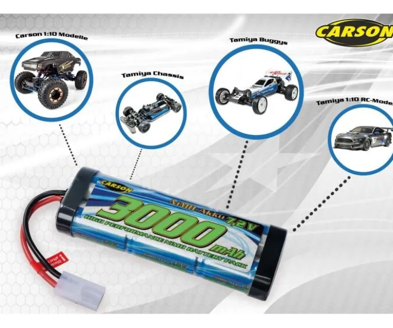 Carson 500608224NiMH Race Akku 7,2V/3000mAh, mit Tamiya-Stecker