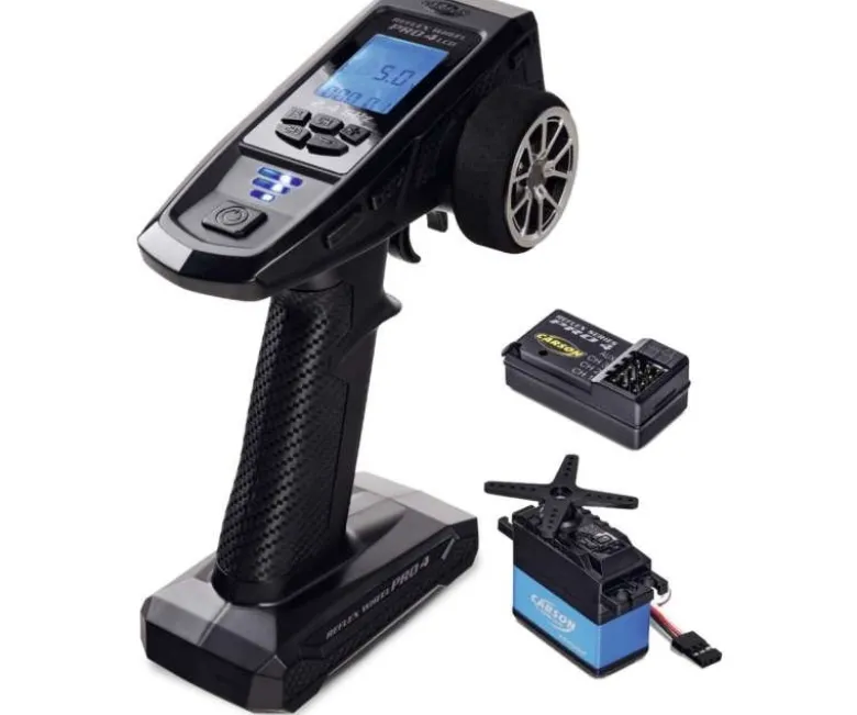 Carson 500500120Reflex Wheel Pro 4 4-Kanal 2.4GHz Fernsteuerung + Empfänger mit 6kg CS-6 Servo
