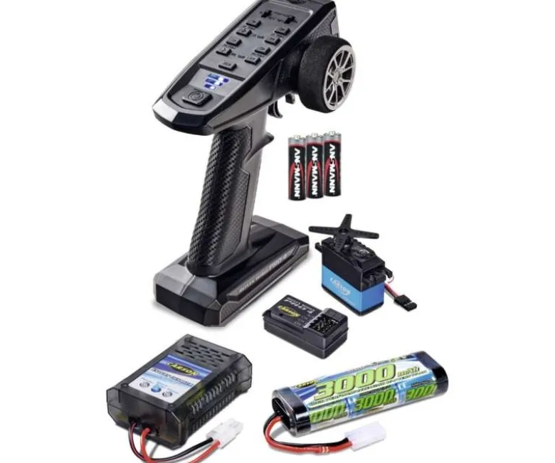 Carson 500500112Reflex Wheel Pro 4 3-Kanal 2.4GHz Elektro-Set Sender, Empfänger, USB-Lader, NiMH Akku, Servo, Batterien