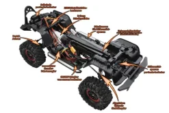 DF-Models 3164DF-4S PRO Crawler 1:10 313mm Radstand, 2.4GHz RTR, rot in Transportbox