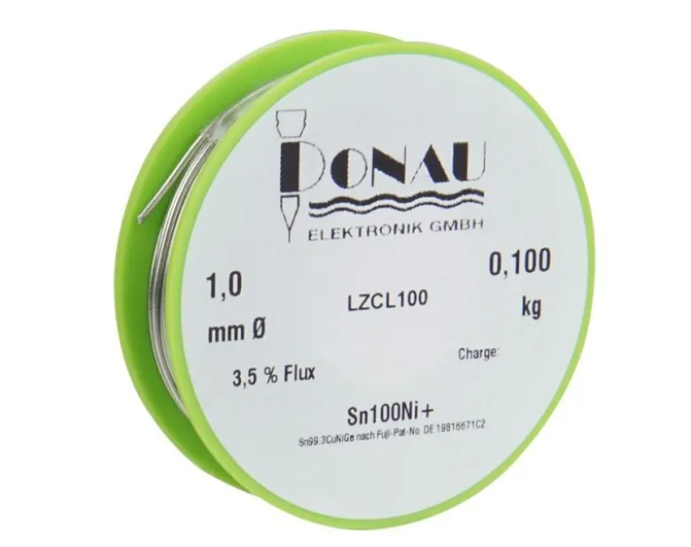 Donau Elektronik LZCL100Lötzinn (klar) Ø1 mm, Spule 100g