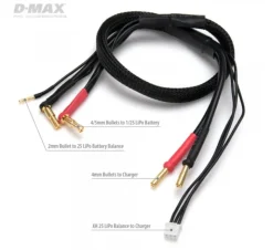 DynoMAX B9683Ladekabel 4/5mm 2S LiPo auf 4mm Buchsen 12AWG 500mm