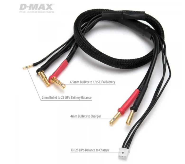 DynoMAX B9670Ladekabel 4/5mm 2S LiPo auf XT60 12AWG 500mm