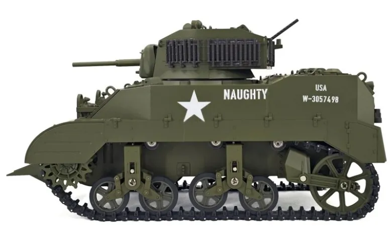 EXHOBBY EXAC01083GB2M5A1 Stuart RC Panzer 1:16, grün mit Rauch, Laufanhebung, 360-Grad-Turmdrehung, KEIN Schießen