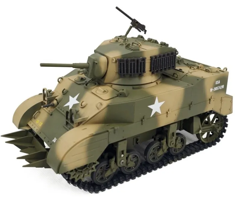EXHOBBY EXAC01083YB2M5A1 Stuart RC Panzer 1:16, gelb mit Rauch, Laufanhebung, 360-Grad-Turmdrehung, KEIN Schießen