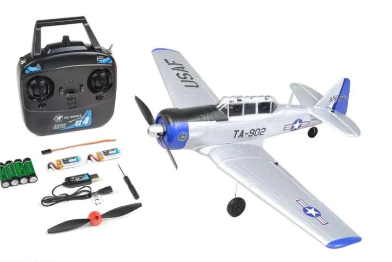 EZ-Wings EZ-037Mini AT-6 Texan 450mm, 2.4GHz RTF, silber inkl. 2x LiPo 3.7V 400mAh & USB Ladegerät