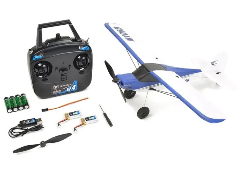 EZ-Wings EZ-020Mini Cub 450mm, 2.4GHz RTF, blau inkl. 2x LiPo 3.7V 400mAh & USB Ladegerät