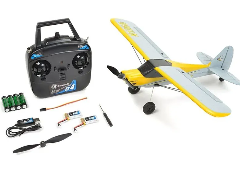 EZ-Wings EZ-021Mini Cub 450mm, 2.4GHz RTF, gelb inkl. 2x LiPo 3.7V 400mAh & USB Ladegerät