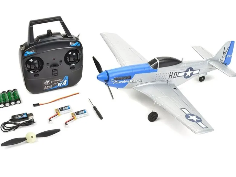 EZ-Wings EZ-029Mini P-51 Mustang 450mm, 2.4GHz RTF inkl. 2x LiPo 3.7V 400mAh & USB Ladegerät