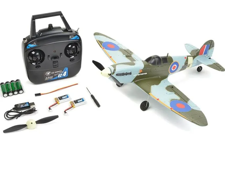 EZ-Wings EZ-026Mini Spitfire MK II 450mm, 2.4GHz RTF inkl. 2x LiPo 3.7V 400mAh & USB Ladegerät
