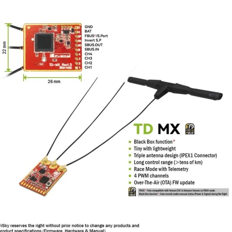 FrSky 2202.330Tandem Empfänger TD-MX 2,4 GHz/868 MHz