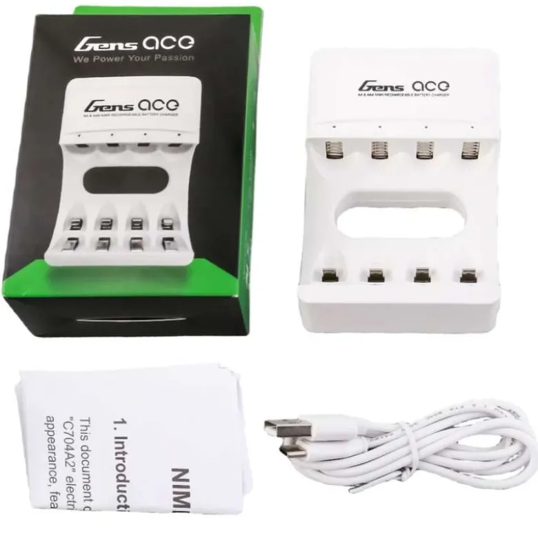Gens ace C704A2AA & AAA NiMh Ladegerät für wiederaufladbare Batterien