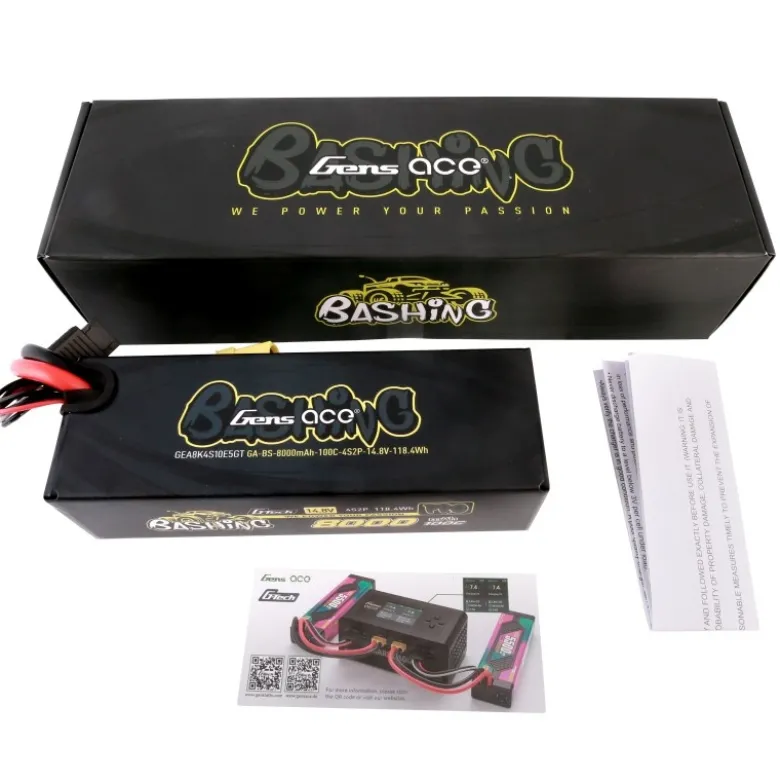 Gens ace GEA8K4S10E5GTBashing LiPo Akku 8000mAh 14.8V 100C 4S2P mit EC5-Stecker Für Arrma 8S Kraton, Outcast & 1/7-1/8 Scale Cars