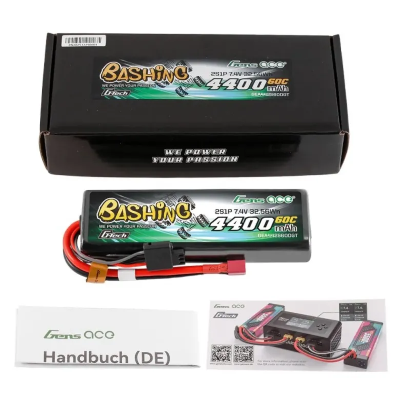 Gens ace GEA442S60DGTBashing G-Tech LiPo-Akku 4400mAh 7.4V 2S1P 60C, T-Stecker
