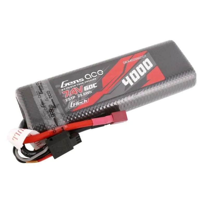 Gens ace GEA402S60DGTLiPo Akku 7,4V 4000mAh 60C 2S1P Stick Pack - T-Stecker passend für Tamiya Chassis