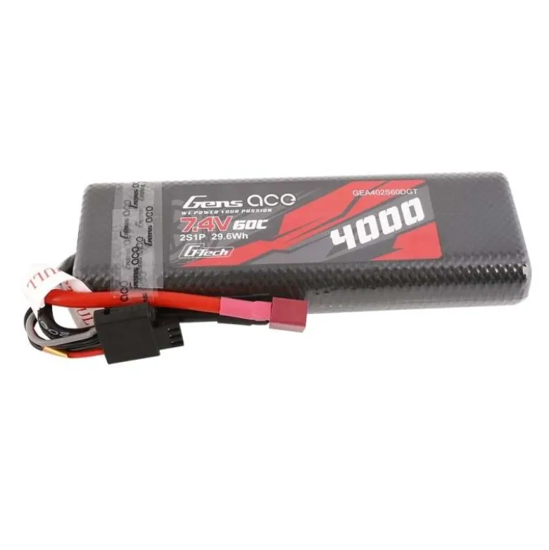 Gens ace GEA402S60DGTLiPo Akku 7,4V 4000mAh 60C 2S1P Stick Pack - T-Stecker passend für Tamiya Chassis