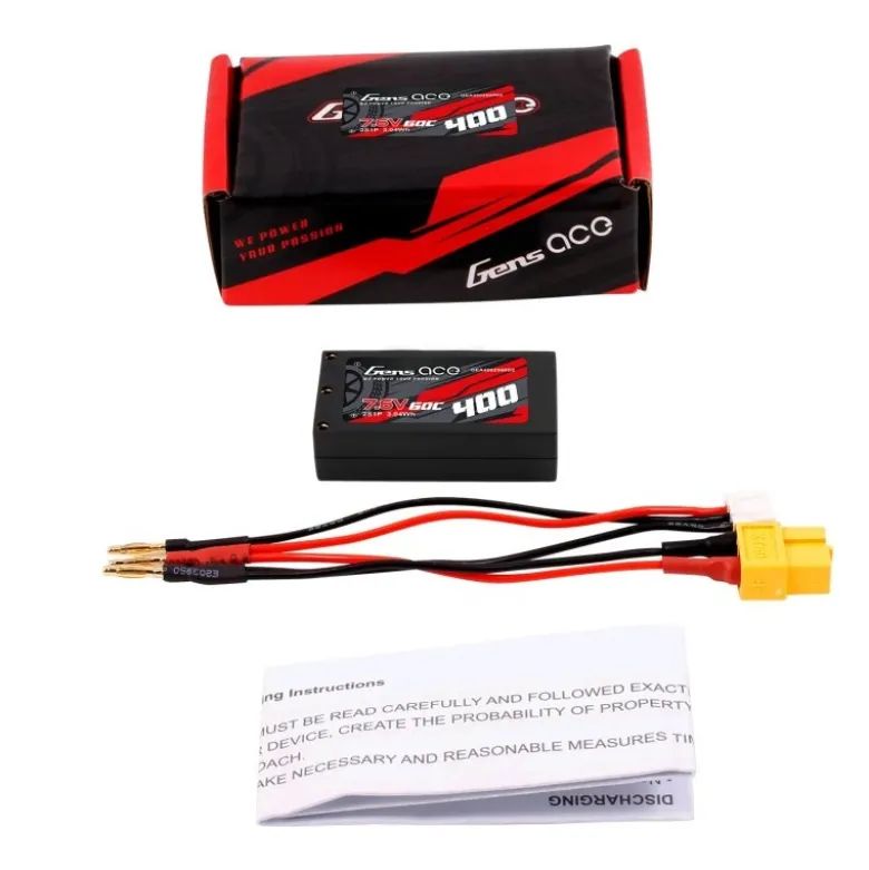 Gens ace GEA4002S60D2LiPo-Akku 400mAh 7,6V 2S1P HV 60C - XT60-Stecker für 1:24 / 1:28 RC Autos
