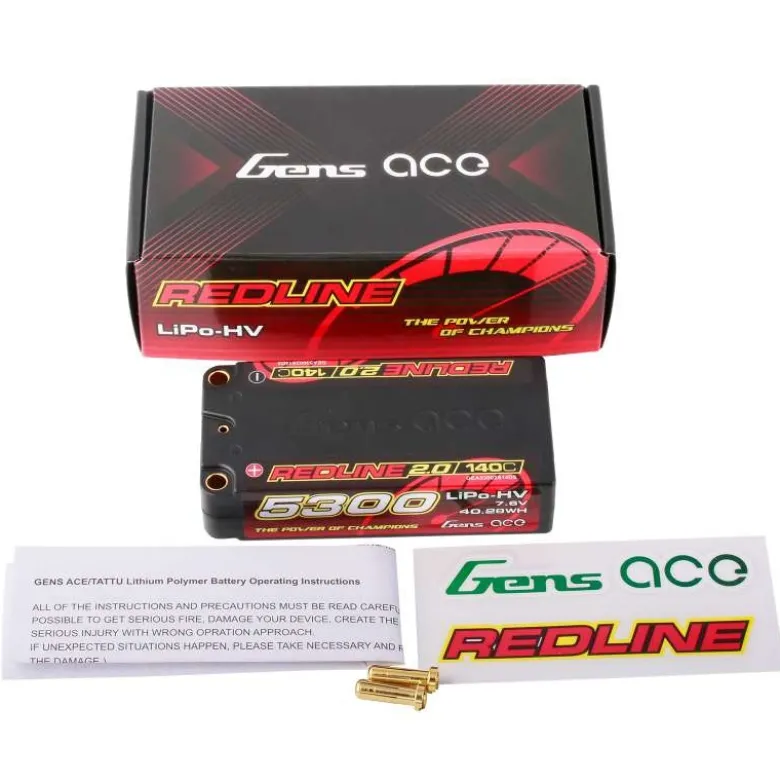 Gens ace GEA53002S14D5Redline Lipo HV 2.0 Series 5300mAh 7.6V 140C 2S2P Hardcase