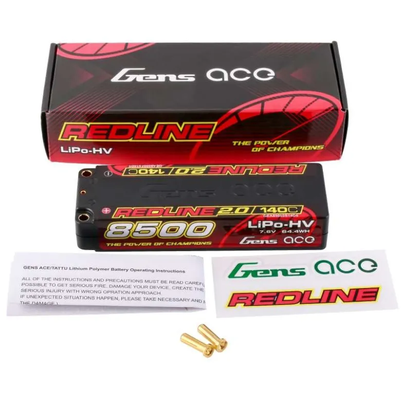 Gens ace GEA85002S14D5Redline Lipo HV 2.0 Series 8500mAh 7.6V 140C 2S1P Hardcase